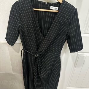 Calvin Klein Black Striped Long Sleeve Dress